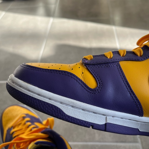 Nike Dunk High Retro Lakers Sneakers Men’s Size 8.5 Good Condition - Picture 7 of 9